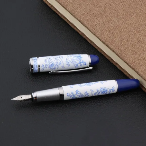 Blue and White Medium Nib Fountain Pen - Image 4