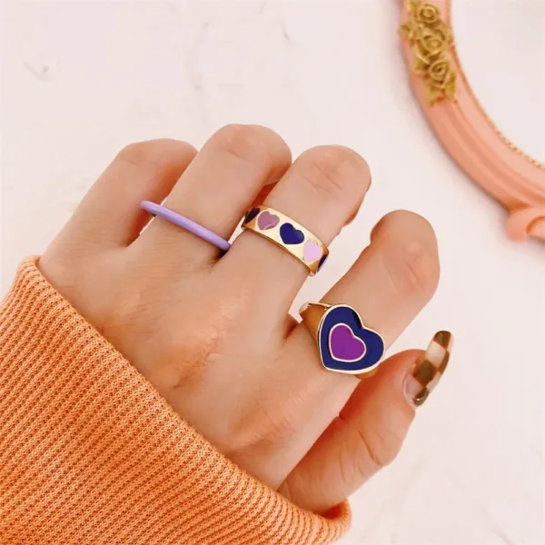 Vintage White Heart Ring Set for Women - Image 17