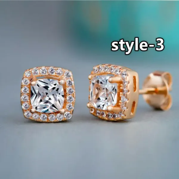 Geometric Cubic Zirconia Stud Earrings for Women - Image 4