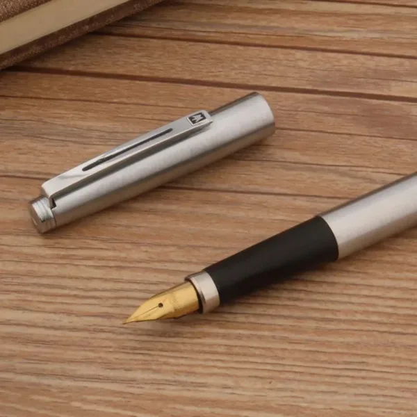 Classic Golden Fountain Pen with Silver Finish