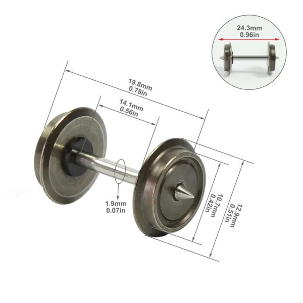 24 Metal DC Wheels for HO Scale Trains - Image 5