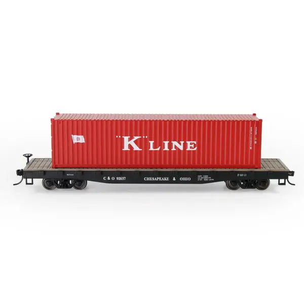 HO Scale 1:87 Flat Car with Shipping Containers - Image 21