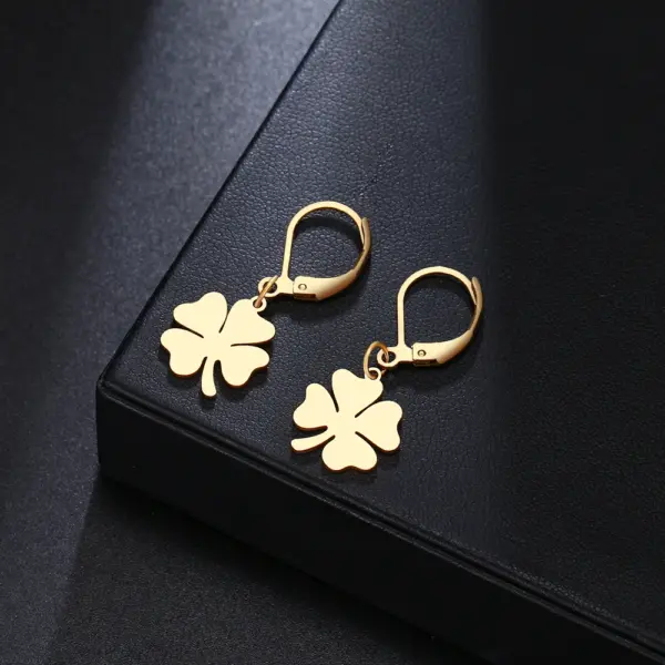 Clover Design Stainless Steel Dangle Earrings - Image 2