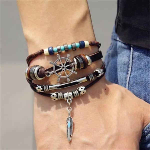 Vintage Wing Leather Charm Bracelet for All - Image 37