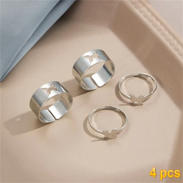 Trendy Butterfly Couple Rings Set for Lovers - Image 30