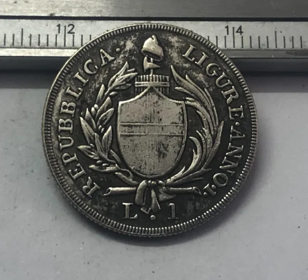 Antique 1798 Genoa 1 Lira Coin Replica - Image 2