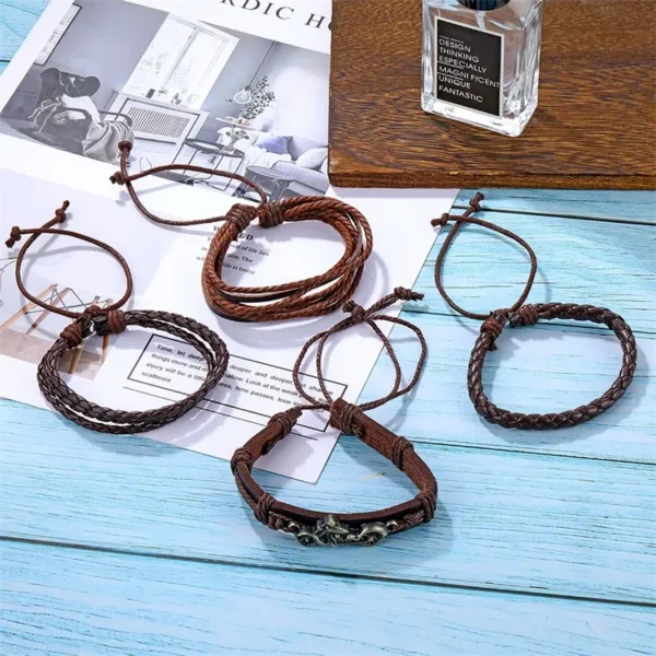 Boho Multilayer Leather Charm Bracelet Set - Image 3