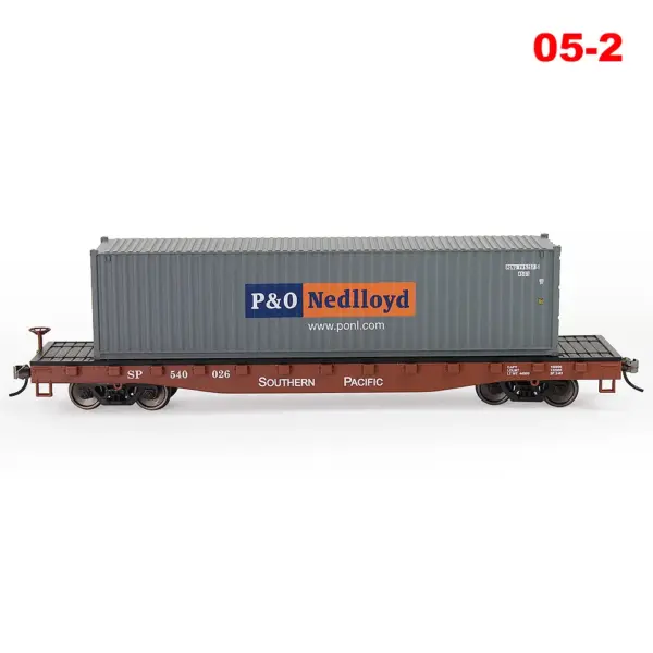 HO Scale 1:87 Flat Car with Shipping Containers - Image 9