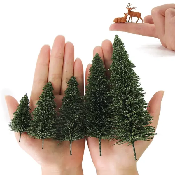 24pcs Miniature Pine Trees and Moose Set - Image 3