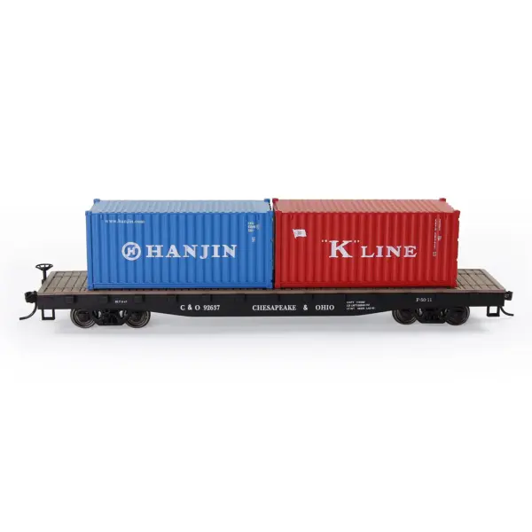 HO Scale 1:87 Flat Car with Shipping Containers - Image 26