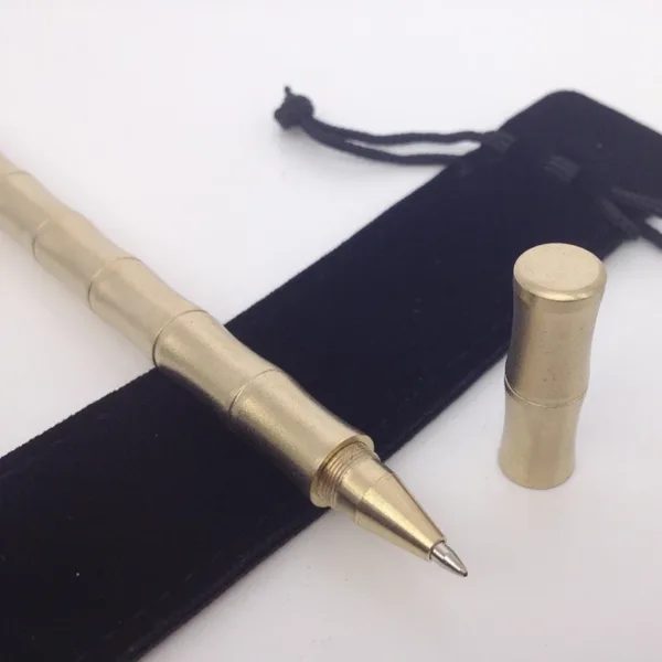 Luxury Bamboo Rollerball Pen with Golden Accents - Image 3