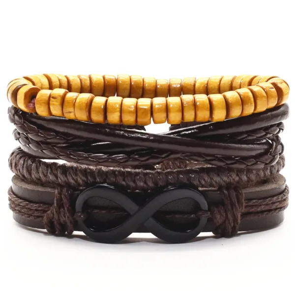 Trendy Handmade Leather Charm Bracelets Set - Image 8