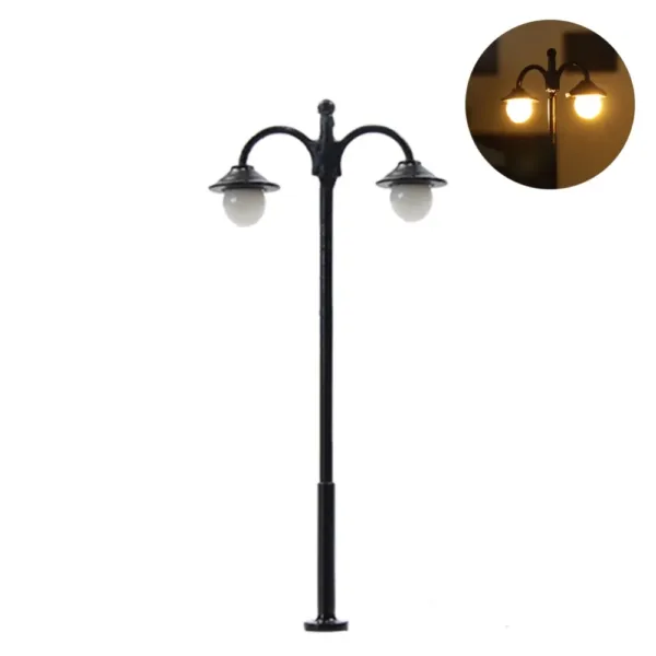 10pcs N Scale 1:160 Two-Headed Street Lamps