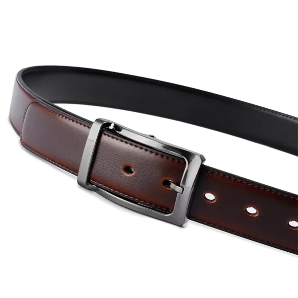 Men's Reversible Leather Belt with Rotating Buckle - Image 5