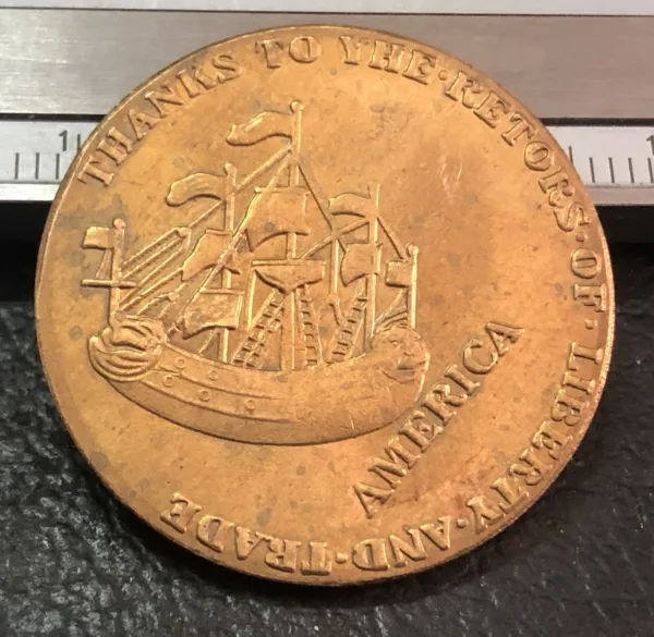 1766 Pitt Tokens Antique Copper Coin Replica - Image 2