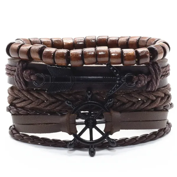 Trendy Handmade Leather Charm Bracelets Set - Image 5