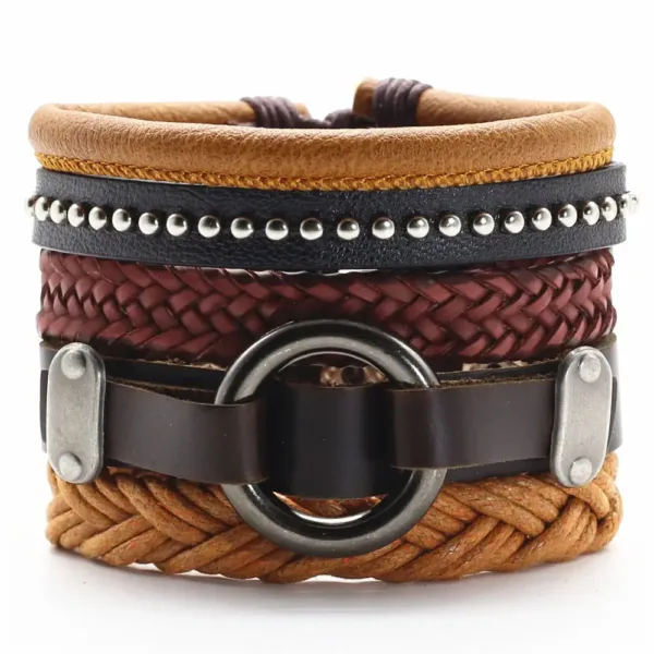 5 Pcs Woven Leather Wing Charm Bracelets - Image 8