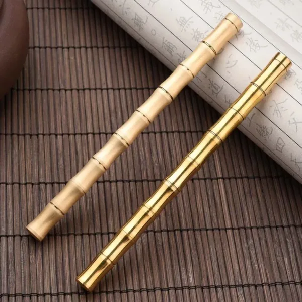 Luxury Bamboo Rollerball Pen with Golden Accents