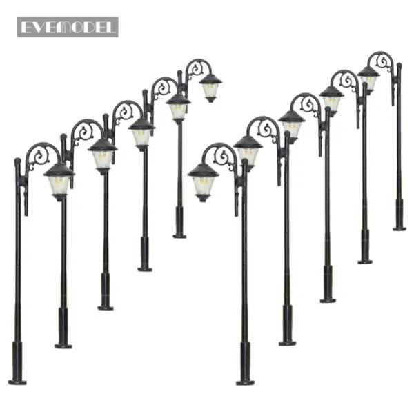 10pcs Warm White N Scale Street Lamps Set