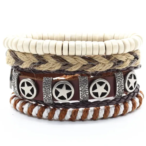 Trendy Handmade Leather Charm Bracelets Set - Image 13