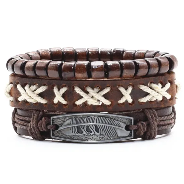 Trendy Handmade Leather Charm Bracelets Set - Image 9