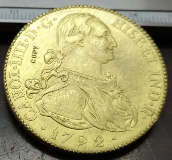 Colombia 8 Escudos Gold Plated Coin Replica