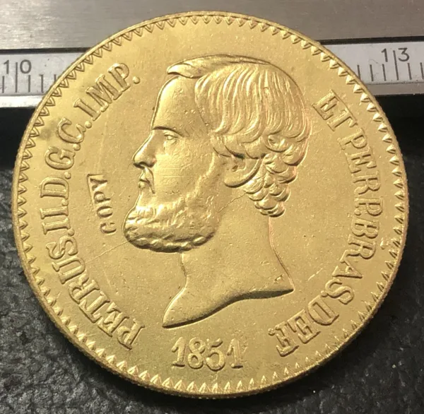 1851 Brazil 20000 Reis Gold Coin Replica