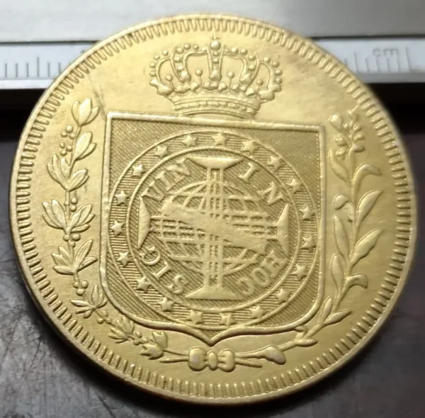 1822 Brazil Gold Plated Replica Coin - Image 2