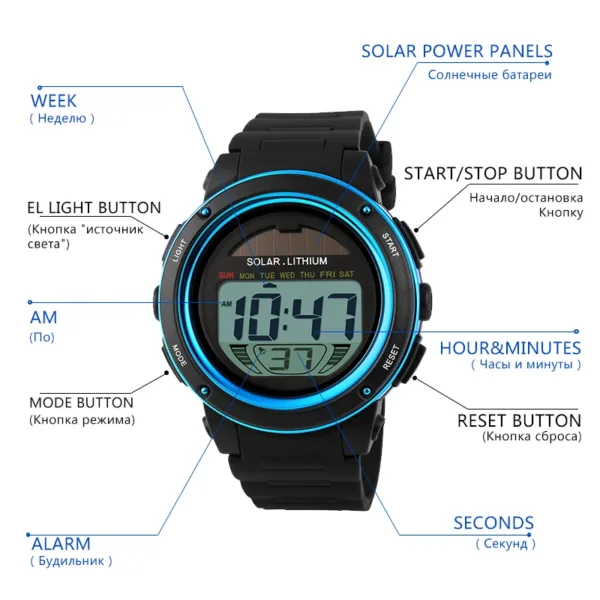 Solar Powered Men's Sport Digital Watch - Image 5