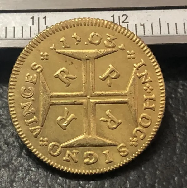 24K Gold Replica Coin 2000 Reis Pedro II - Image 2