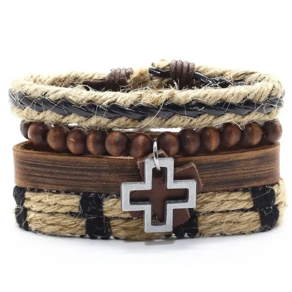 Trendy Handmade Leather Charm Bracelets Set - Image 21