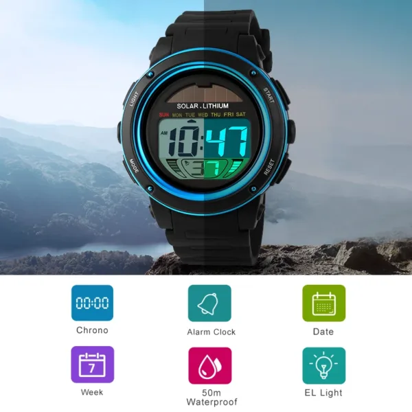 Solar Powered Men's Sport Digital Watch - Image 4