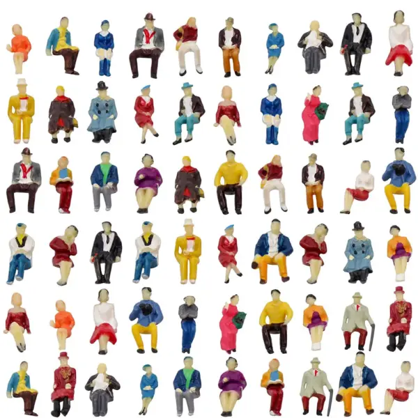 60pcs HO Scale Seated Passenger Figures Set