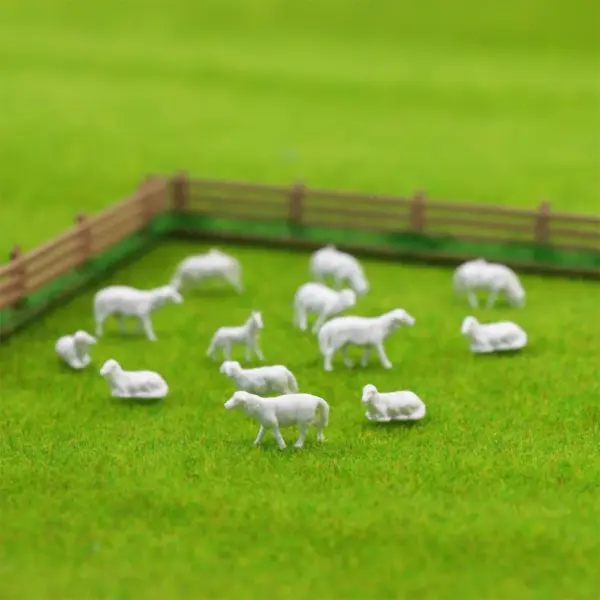 100pcs 1:87 HO Scale White Farm Animals Set