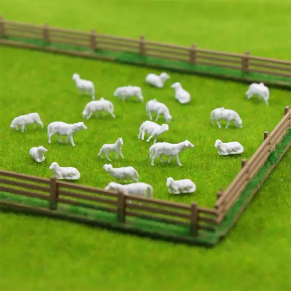 100pcs 1:87 HO Scale White Farm Animals Set - Image 4