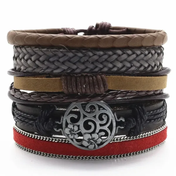 5 Pcs Woven Leather Wing Charm Bracelets - Image 10