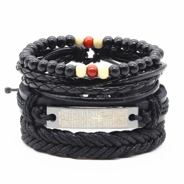 4pcs Vintage Leather Bead Charm Bracelets - Image 6