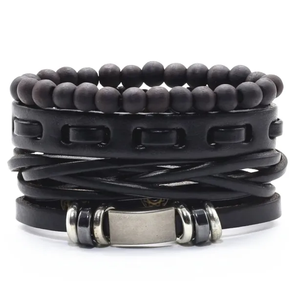 Trendy Handmade Leather Charm Bracelets Set - Image 10