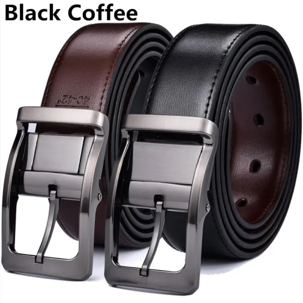 Men's Reversible Leather Dress Belt with Rotating Buckle - Image 10