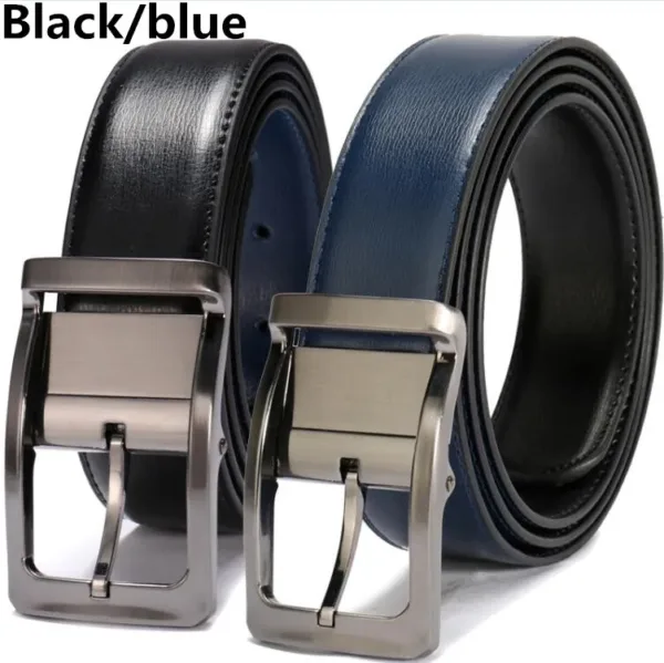 Men's Reversible Leather Dress Belt with Rotating Buckle - Image 8