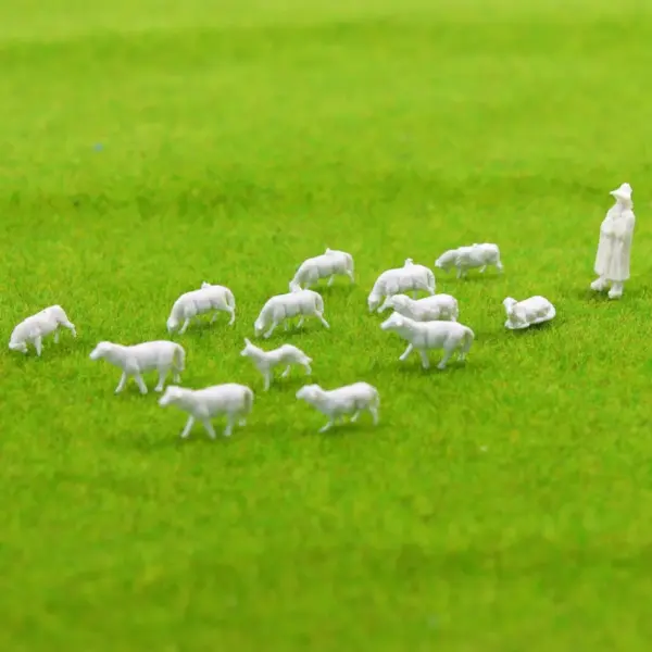 100pcs 1:87 HO Scale White Farm Animals Set - Image 5