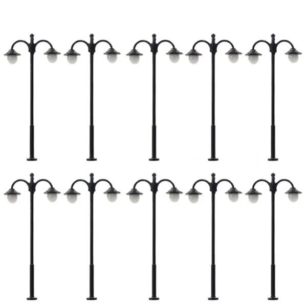 10pcs N Scale 1:160 Two-Headed Street Lamps - Image 2