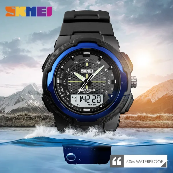 Men's Waterproof Sports Watch with Dual Time Display - Image 3