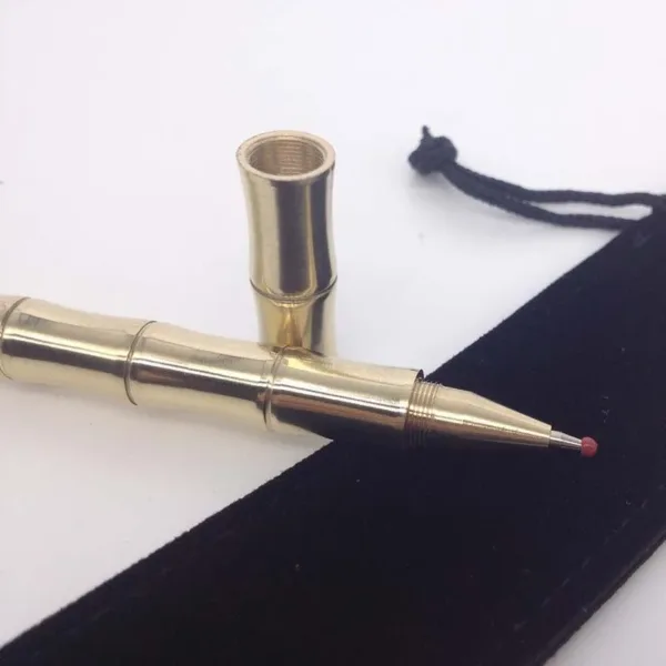 Luxury Bamboo Rollerball Pen with Golden Accents - Image 7