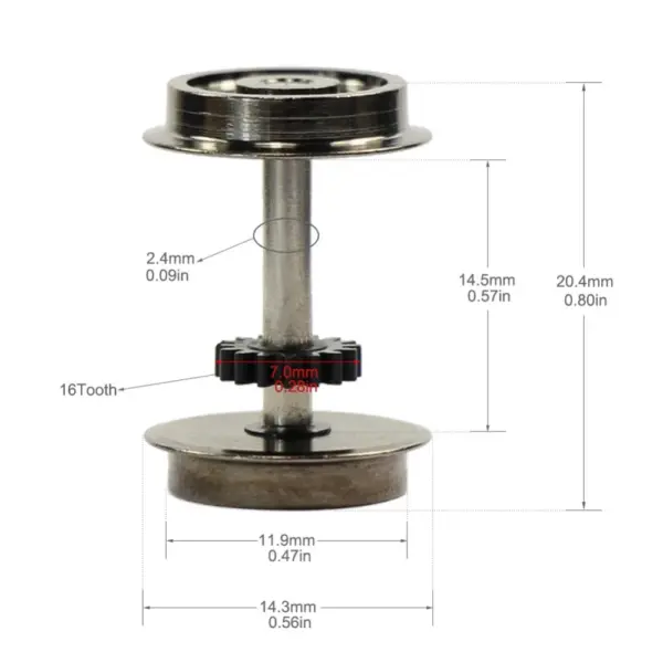 HO Scale Metal Wheel Set for Model Trains - Image 2