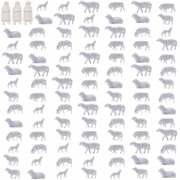 100pcs 1:87 HO Scale White Farm Animals Set - Image 3