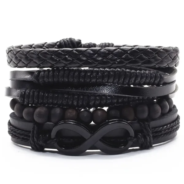 Trendy Handmade Leather Charm Bracelets Set - Image 19