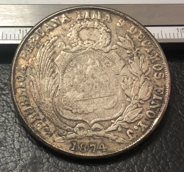 1874 Peru 1 Sol Replica Coin for Collectors - Image 2