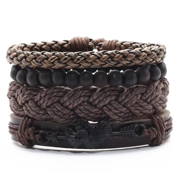 Trendy Handmade Leather Charm Bracelets Set - Image 18