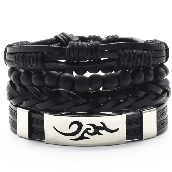 Trendy Handmade Leather Charm Bracelets Set - Image 12